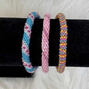 HAND CRAFTED in Nepal Beaded Bracelets
(set of 3) #315